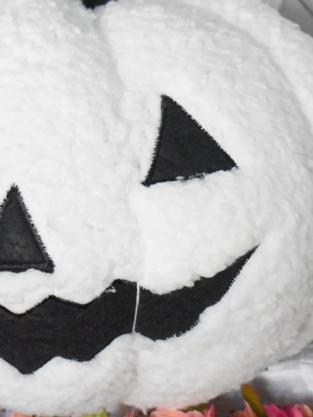 Mr Jack Black White Jack O Lantern Pumpkin Sherpa Throw Pillow Halloween Decor